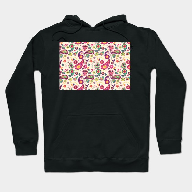 Colorful Paisley Pattern Hoodie by Basti Artworks